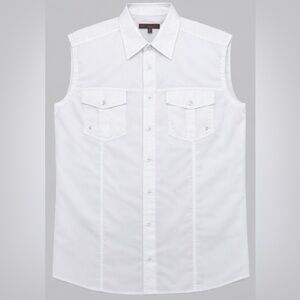 Men's White Sleeveless Shirt
